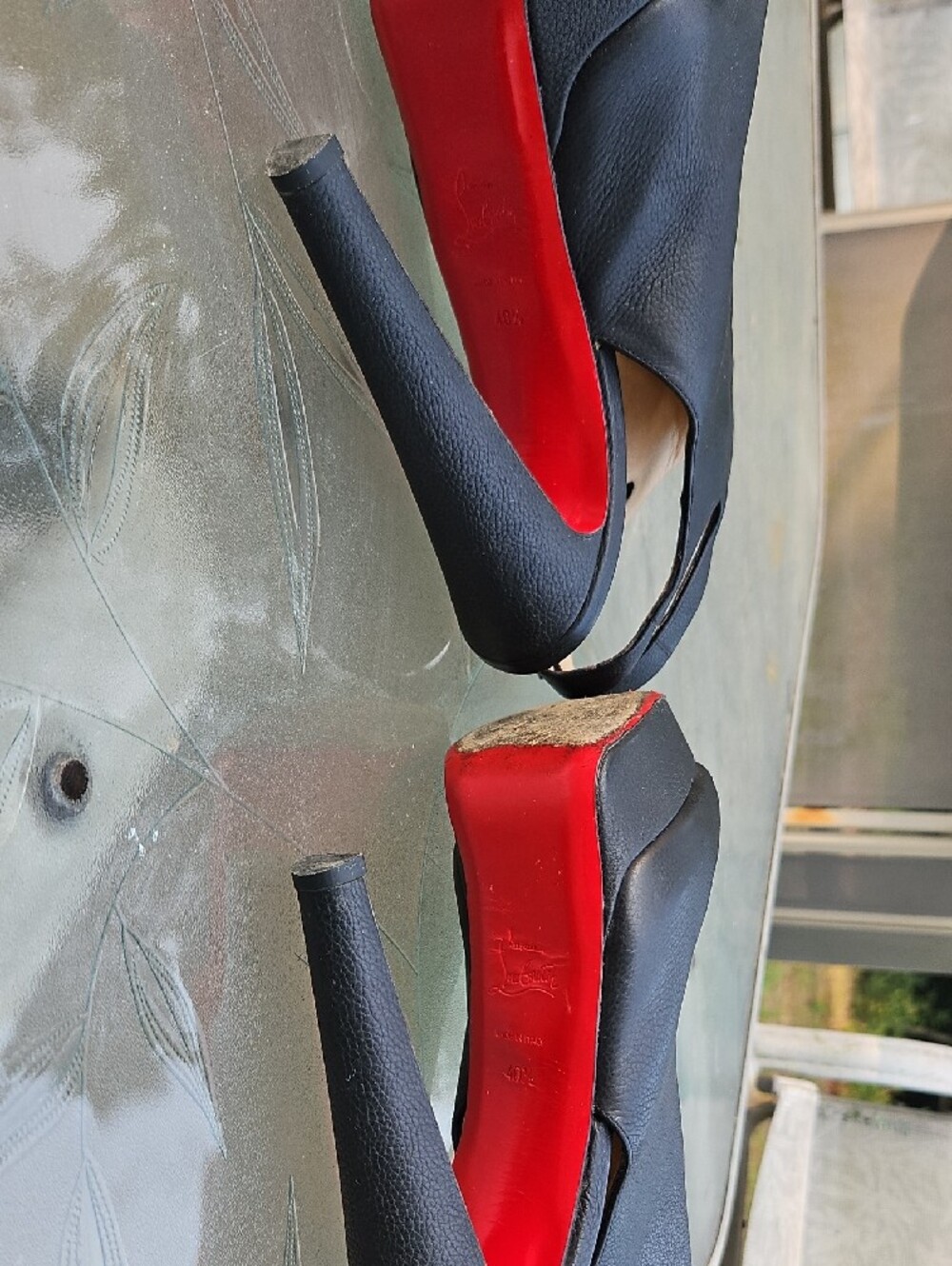 Christian Louboutin Black Peep-Toe Platform Slingback Heels - Picture 6 of 6